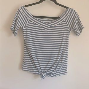Charlotte Russe Blue and White Striped Tied Top